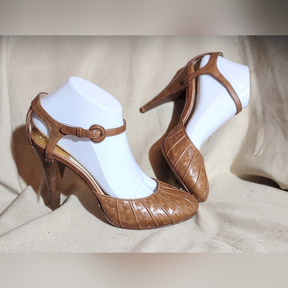 10 Cole Haan sandal ankle strap closed toe high heel EC